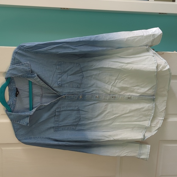 a.n.a Tops - A.N.A. Woman's Jeans Button Down Ombre Shirt